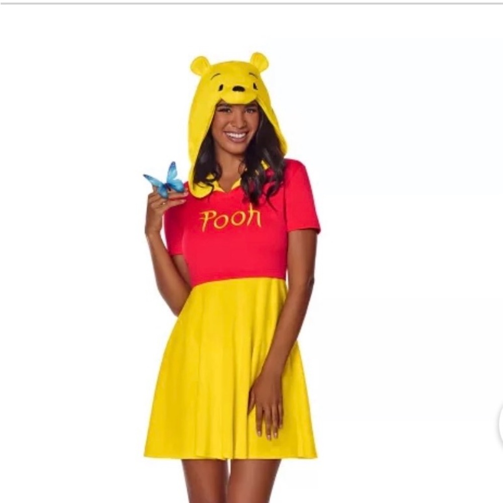 Disney’s Women’s  Yellow & Red Winnie the Pooh Hooded Costume Dress size 1 X